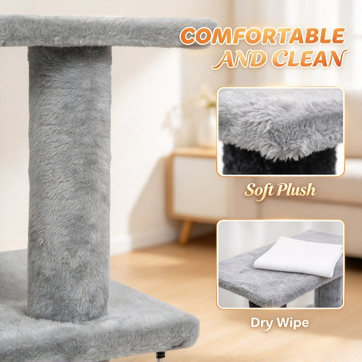 Modular Pet Cat Stairs with Flexible Setup - Particleboard & Plush, Gray/Black, photo 6 of 9