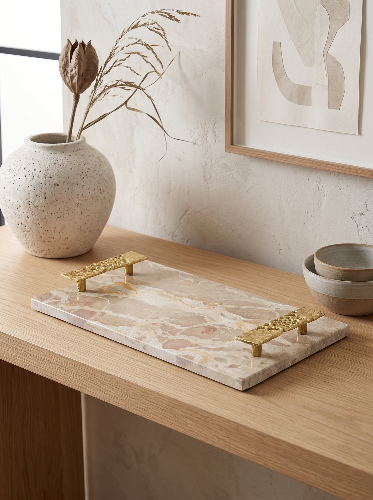 Marble Tray with Gold Handles – 17.7x9.7x2 Inches, photo 10 of 10