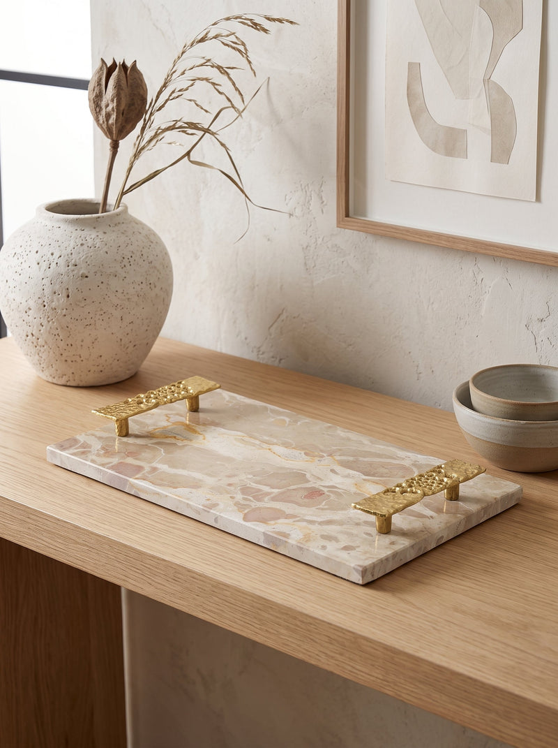 Marble Tray with Gold Handles – 17.7x9.7x2 Inches, photo 10 of 10