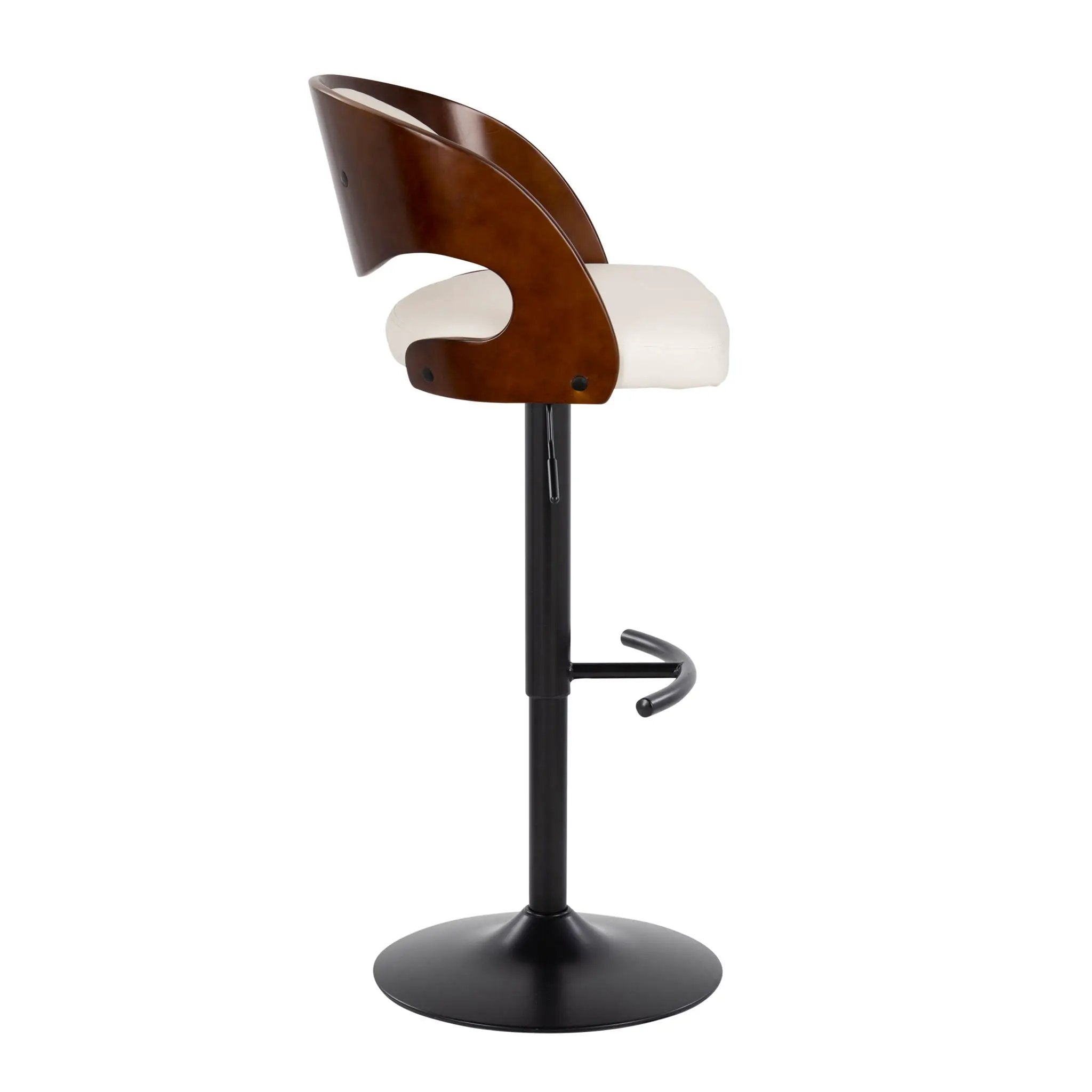 Pino - Mid Century Modern Adjustable Barstool With Swivel With Rounded T Footrest (Set of 2) by Unique Piece Furniture