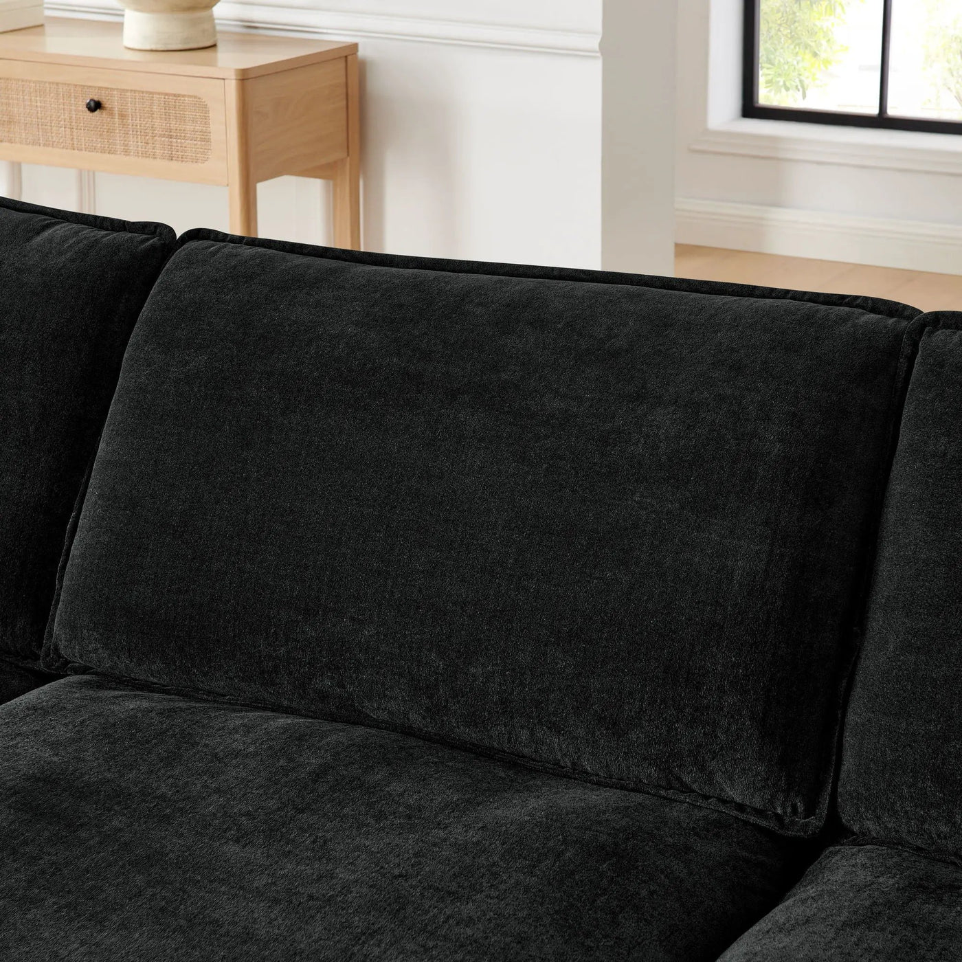 L-Shaped Sectional Sofa With Ottoman, Convertible 4 Seater Couch by Unique Piece Furniture