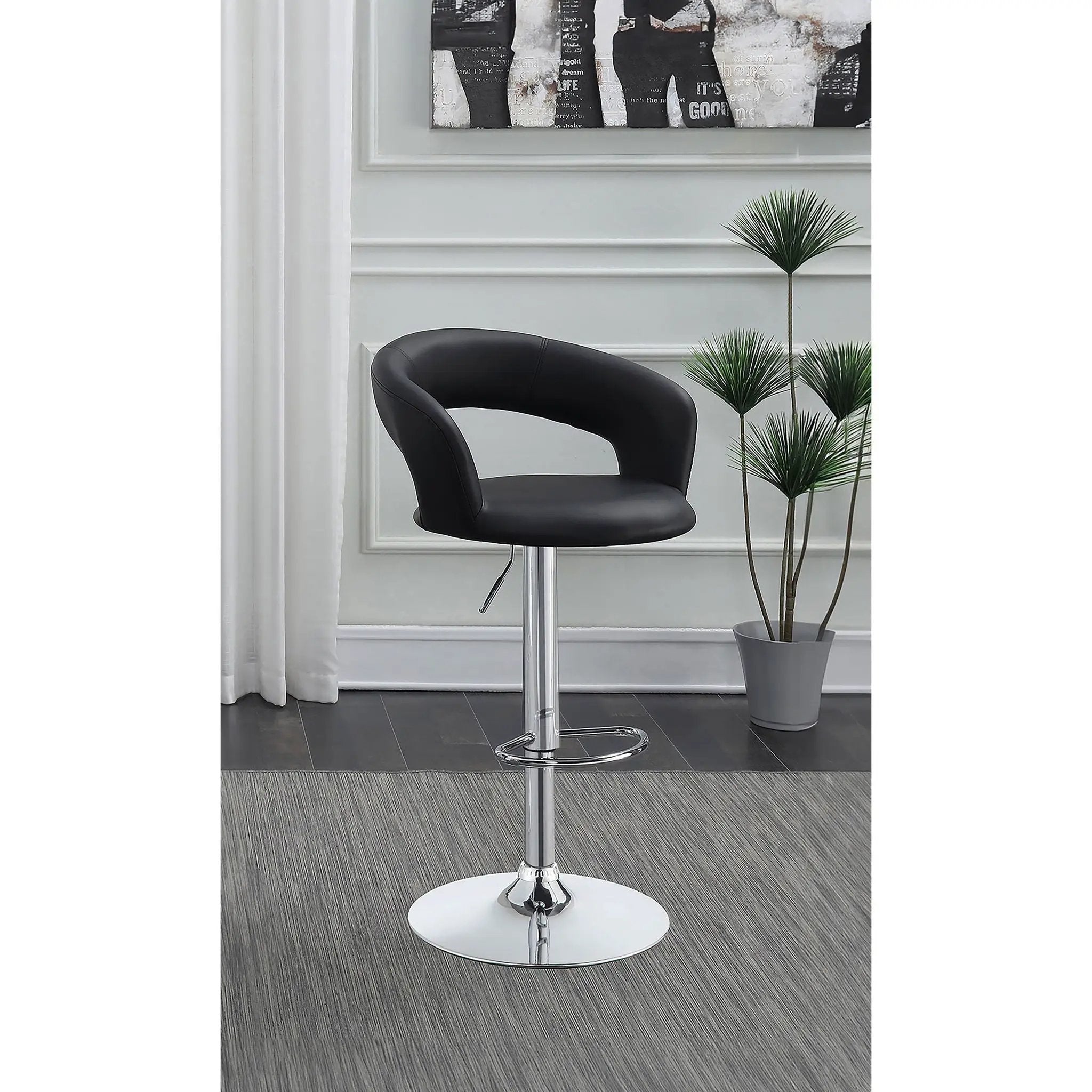 Bar Stool With Seat, 360 Degree Swivel, Height Adjustable Design - Black by HouseOfZazla