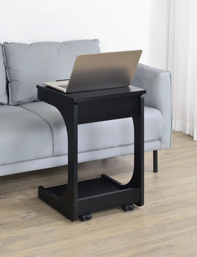 Ralston C-Shaped Lift-Top Sofa Side Table With Casters Black by Unique Piece Furniture