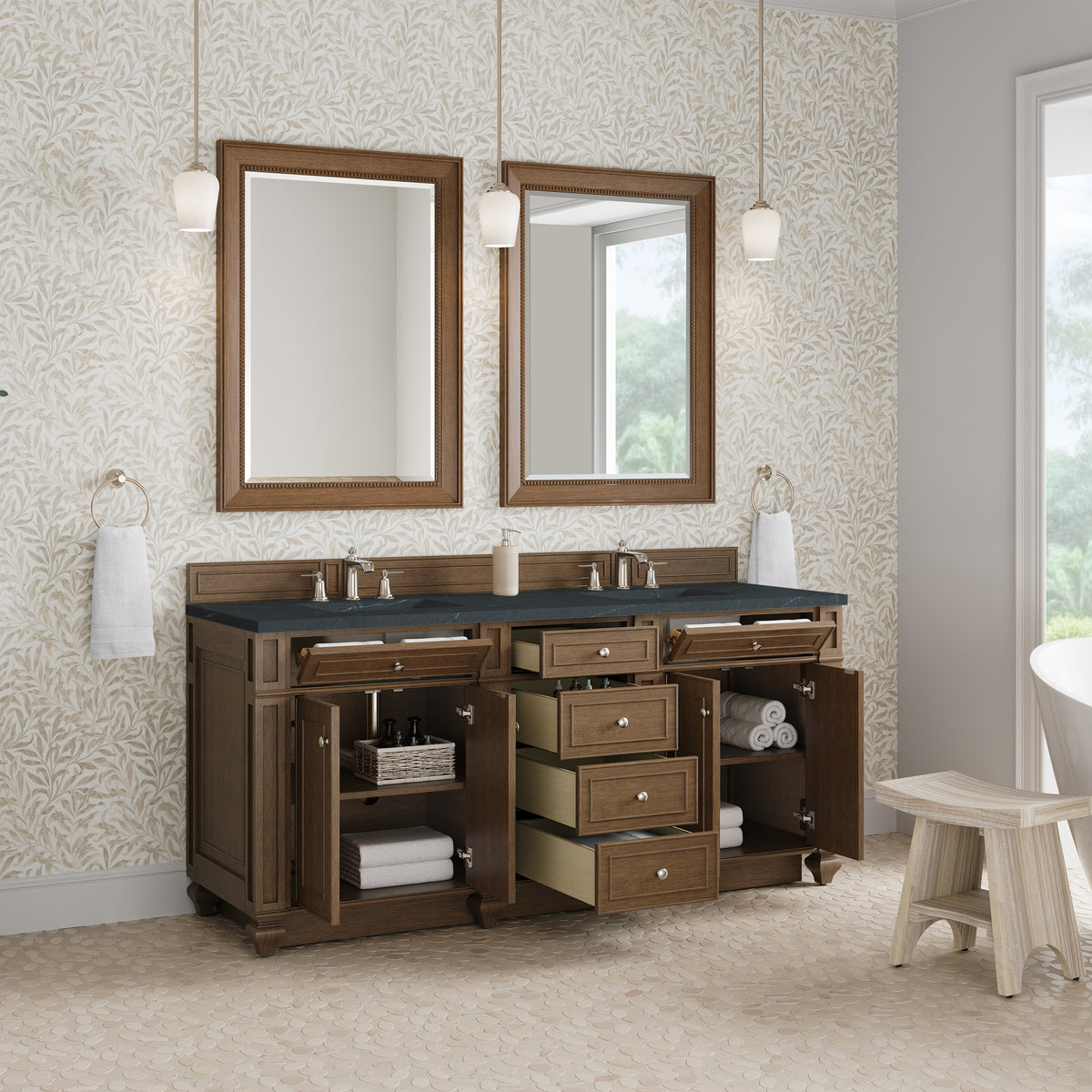James Martin Bristol 72" Double Bathroom Vanity, Saddle Brown, view 28
