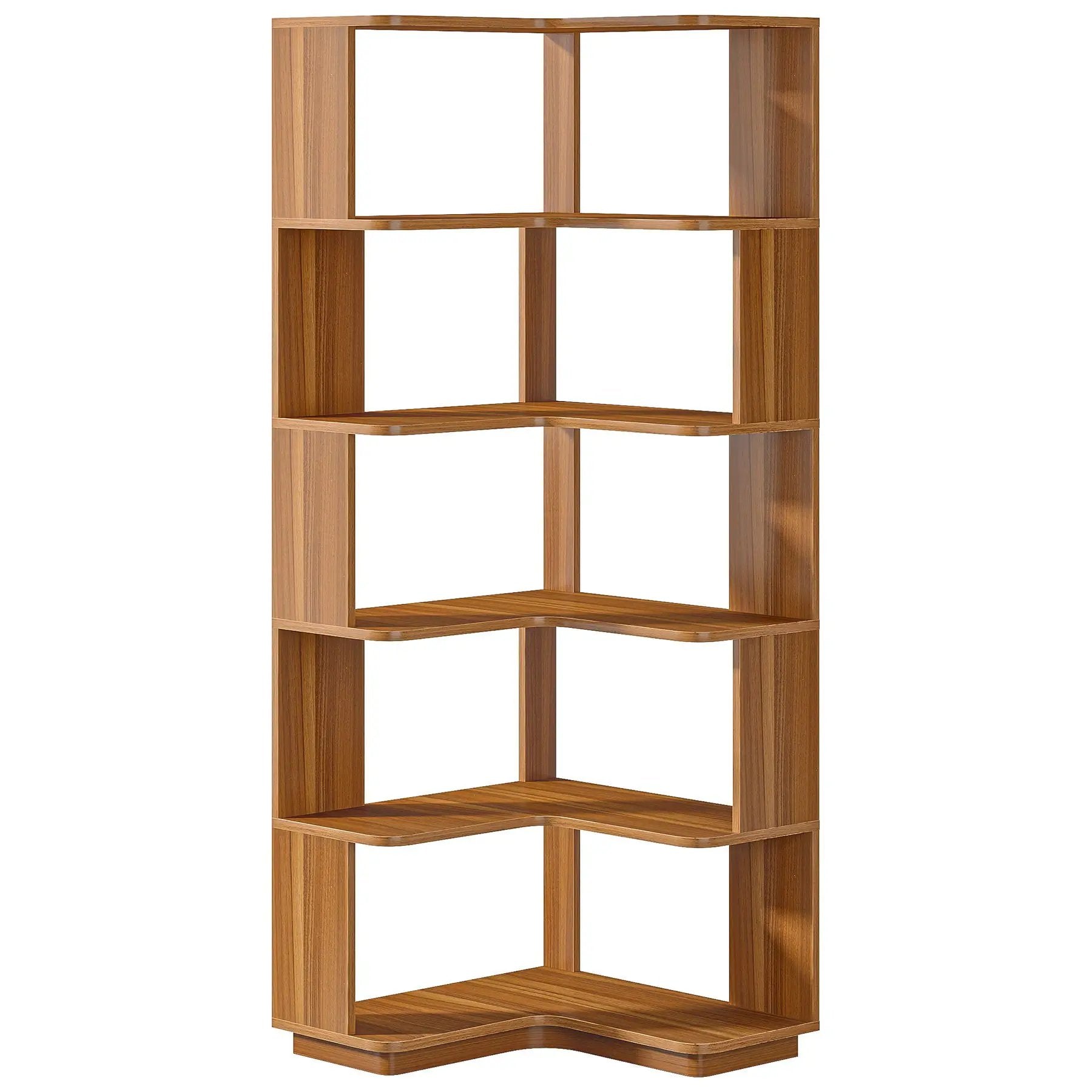 6 Tier Corner Bookshelf, L-Shaped Freestanding Shelf With Anti Drop Panels by HouseOfZazla