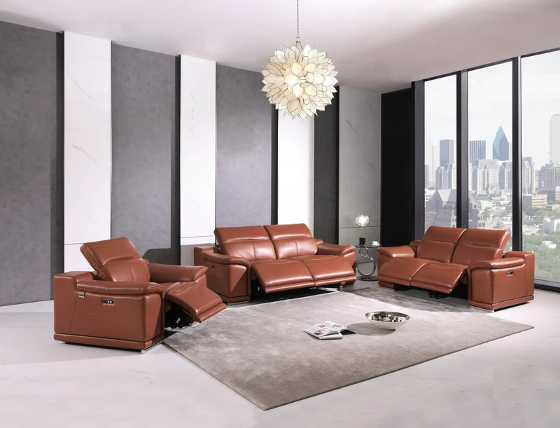 Genuine Italian Leather Power Reclining Sofa by BLAKHOM