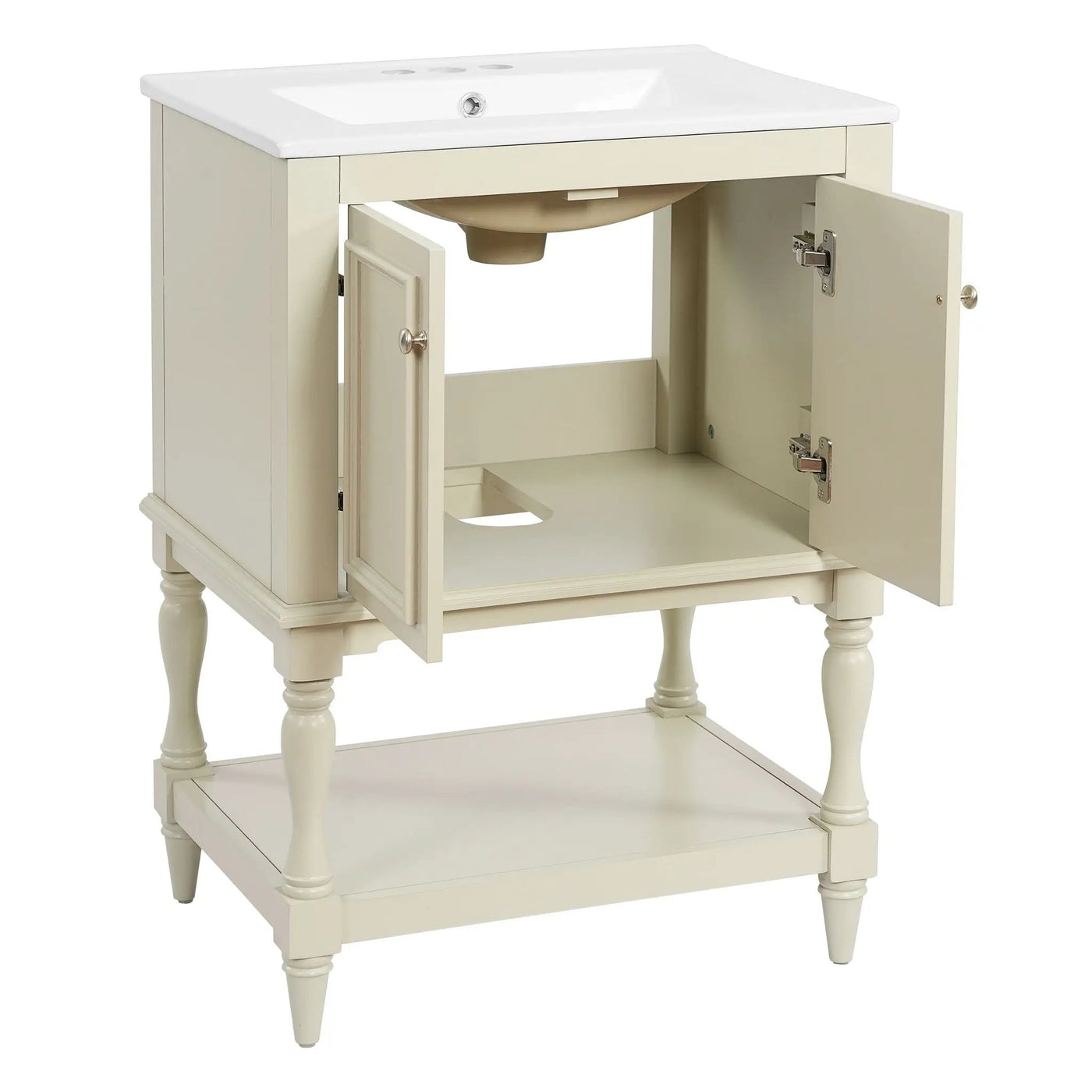 Modern Bathroom Vanity With Sink, Rectangular Cabinet With Open Shelf And Closed Storage by HouseOfZazla