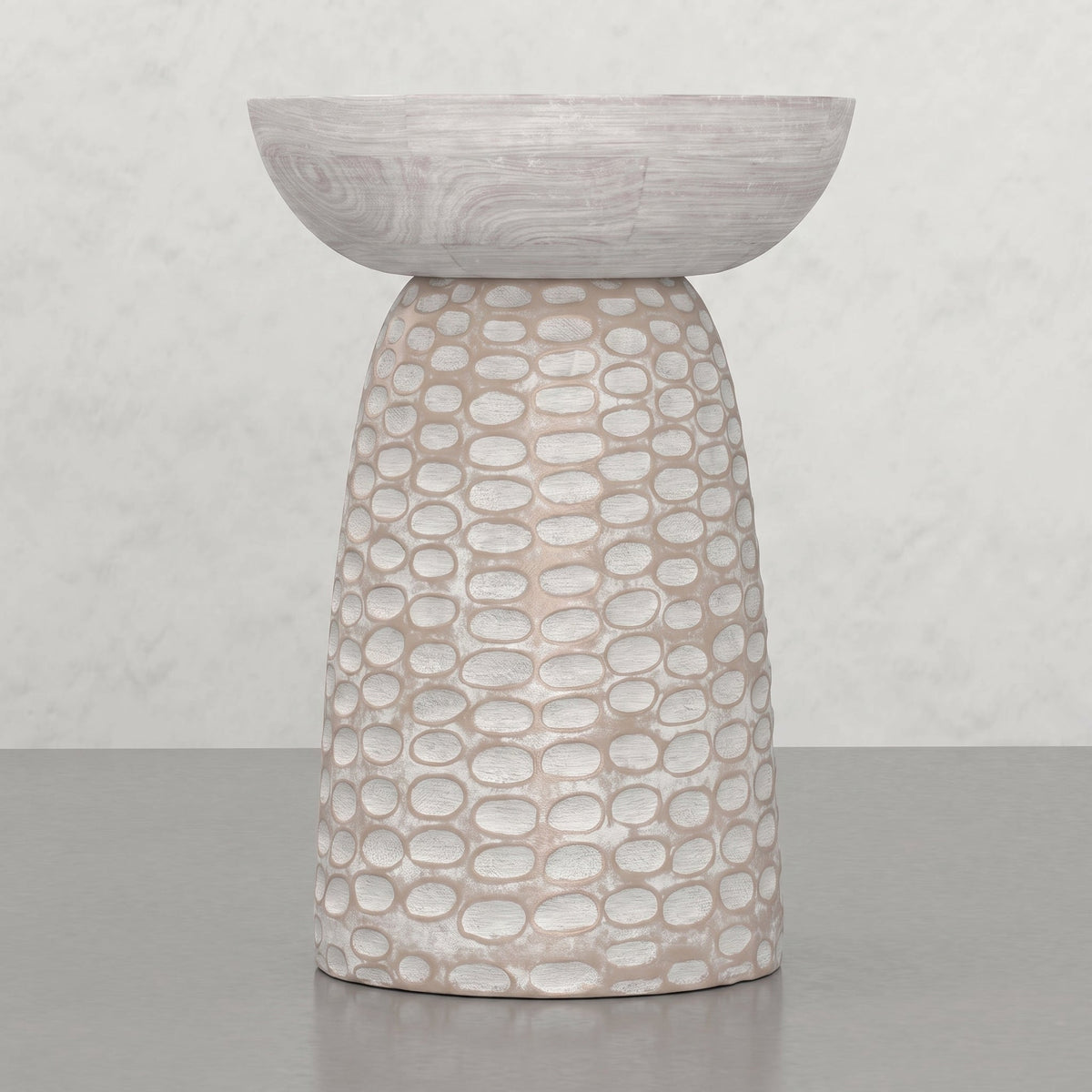 Elmford 13W Round Pedestal Dimple Accent Table - White, photo 3 of 5