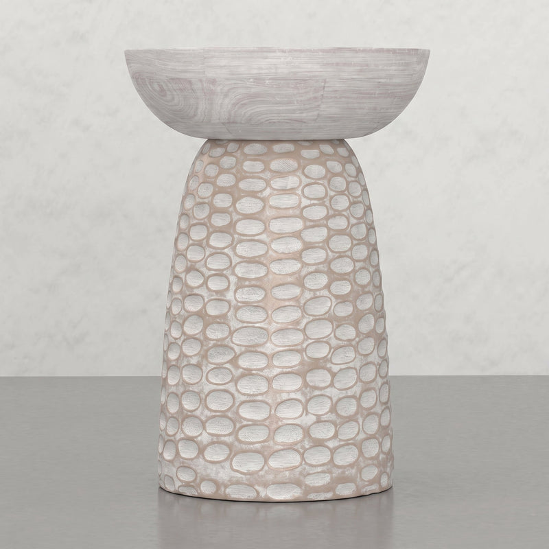 Elmford 13W Round Pedestal Dimple Accent Table - White, photo 3 of 5