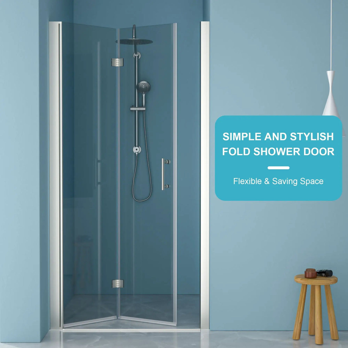 Fold Frameless Shower Door With Tempered Glass by HouseOfZazla