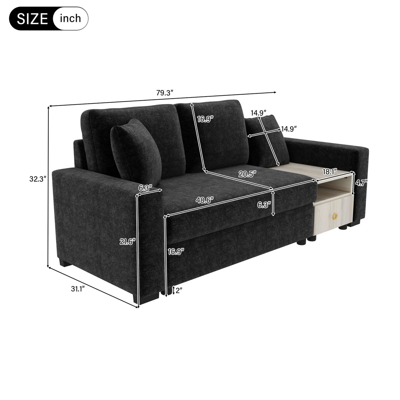 Modular Sofa Couch With Storage Armrest And Center Console by HouseOfZazla