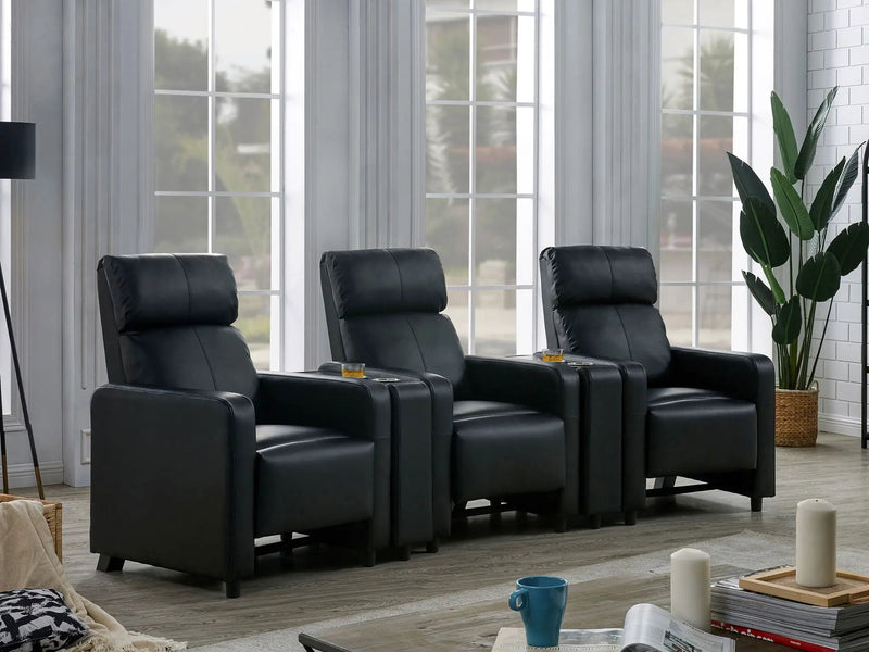 Toohey Upholstered Tufted Recliner Living Room Set Black by Unique Piece Furniture