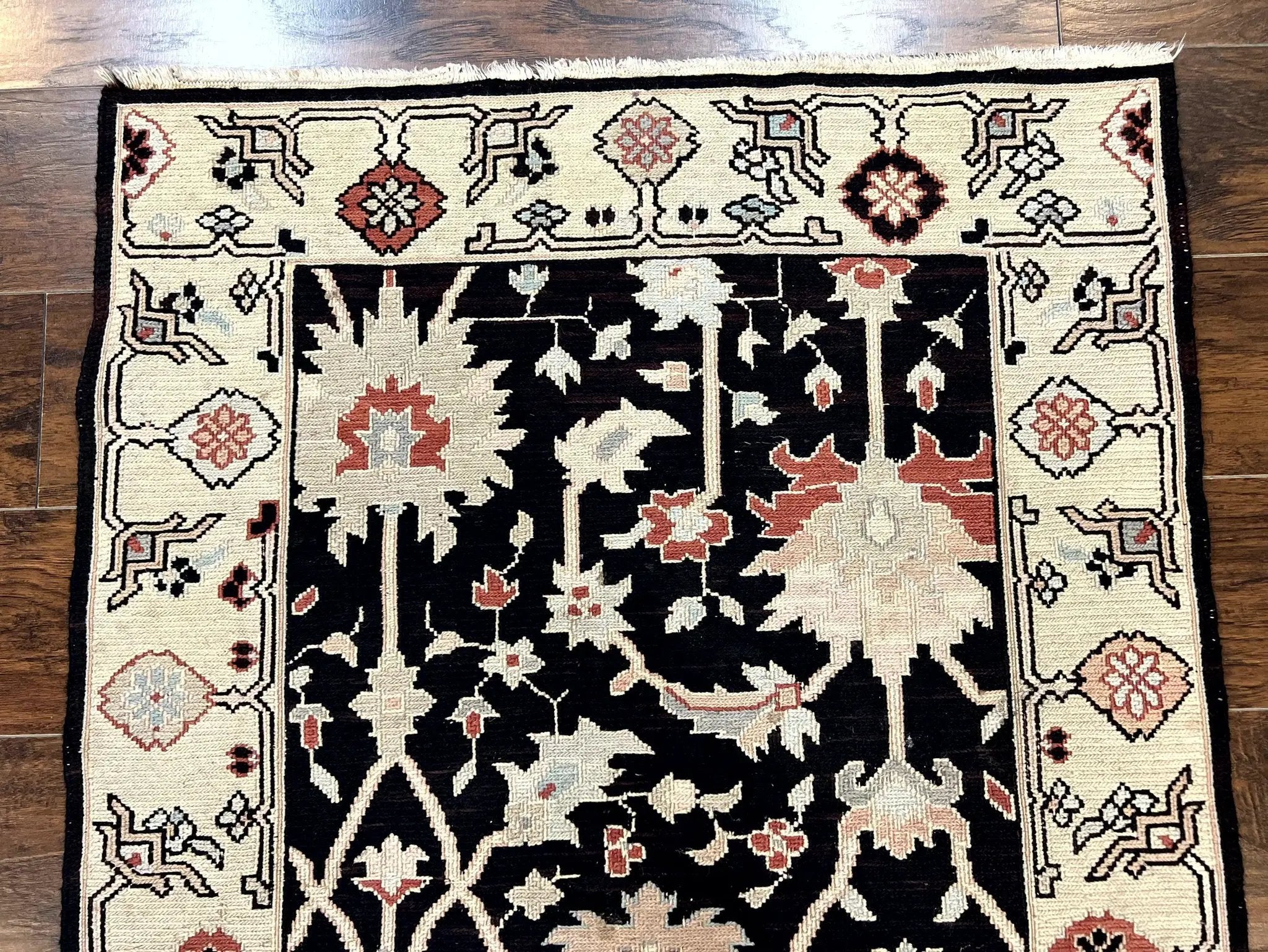 Turkish Flatweave Kilim Rug 3x5, Black, Handmade Vintage Wool Carpet by Jewel Rugs