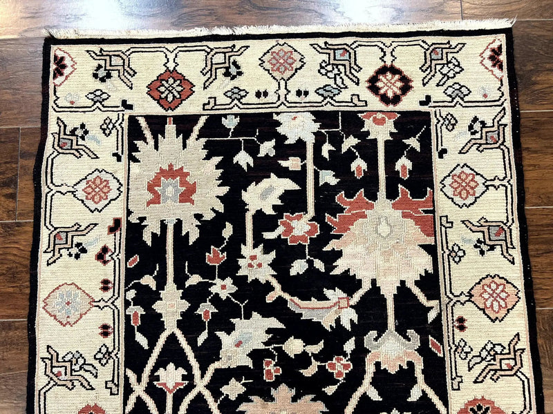 Turkish Flatweave Kilim Rug 3x5, Black, Handmade Vintage Wool Carpet by Jewel Rugs