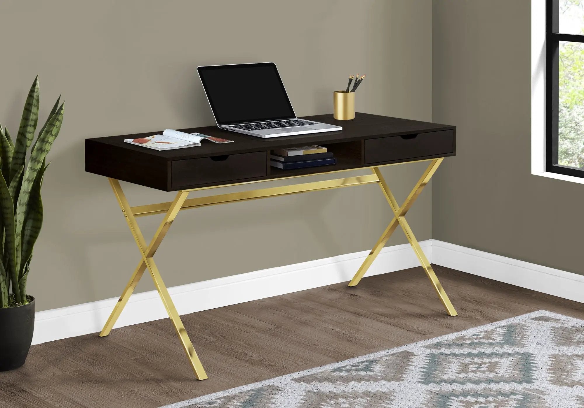 Computer Desk For Home Office, Laptop, Storage Drawers, Contemporary & Modern - Espresso by HouseOfZazla