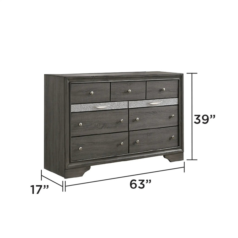 Traditional Queen 5 Piece Storage Bedroom Set in Gray Wood by HouseOfZazla