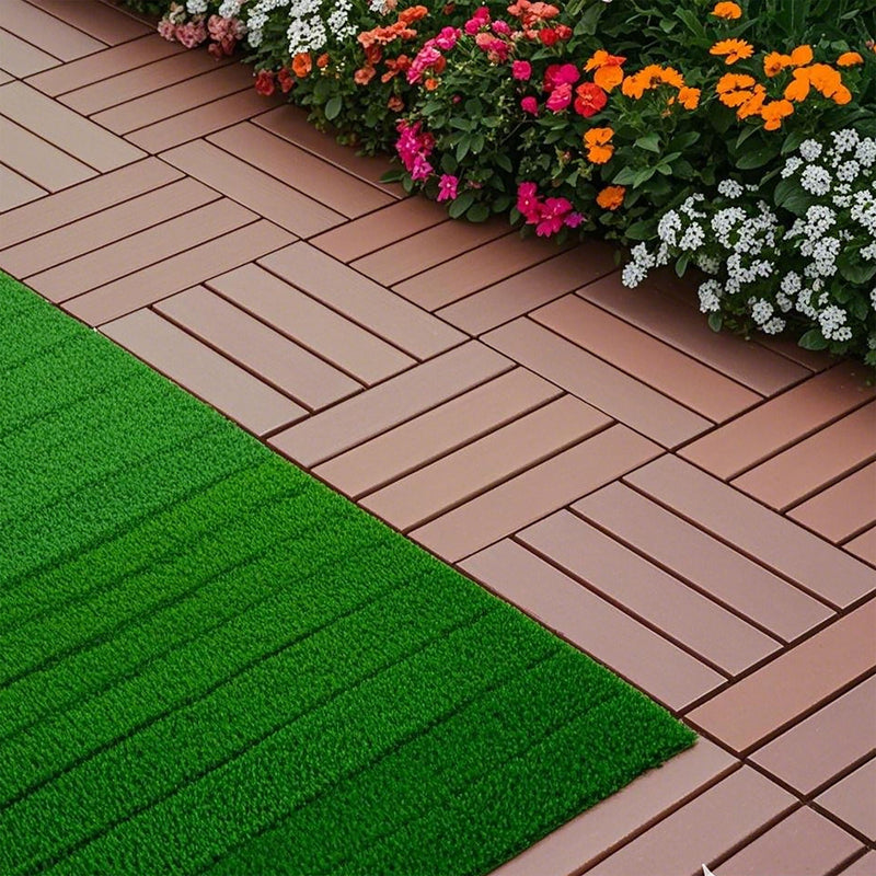 Plastic Interlocking 44 Pack Patio Deck Tiles, Square Waterproof Outdoor All Weather Use by HouseOfZazla
