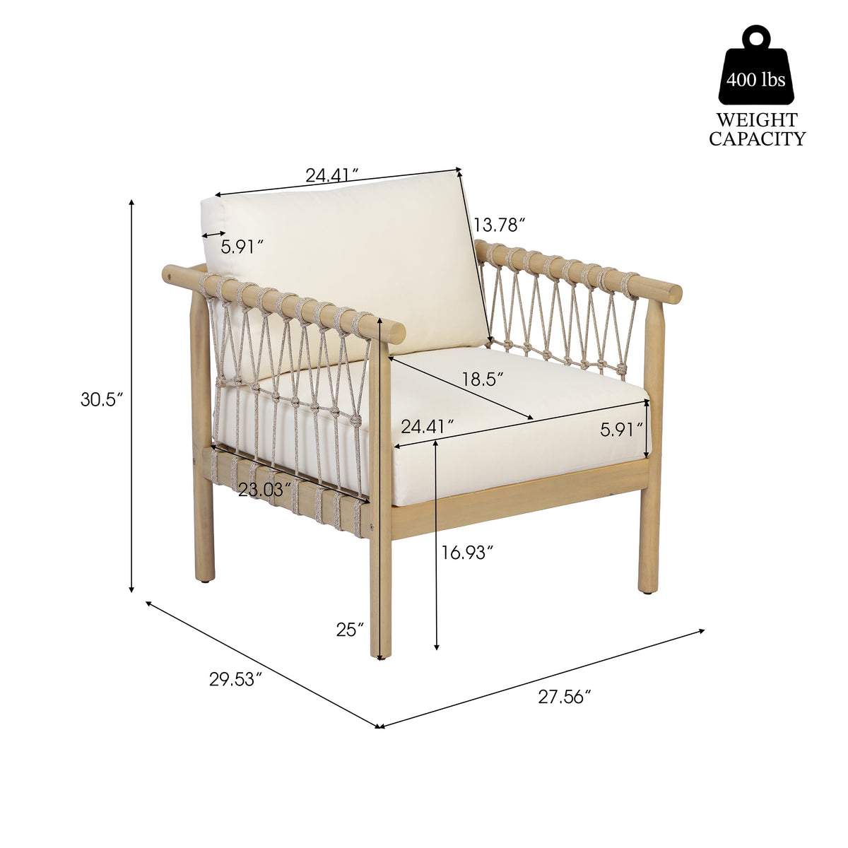 Outdoor Acacia Wood 3-Piece Furniture Set, photo 6 of 10