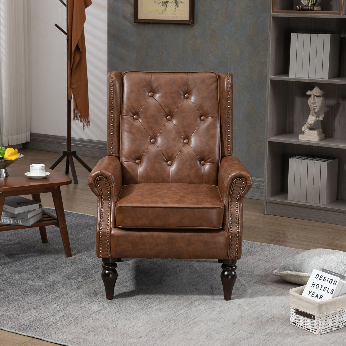 Modern Accent Armchair with Sturdy Wood Legs - Multiple Colors, photo 14 of 16