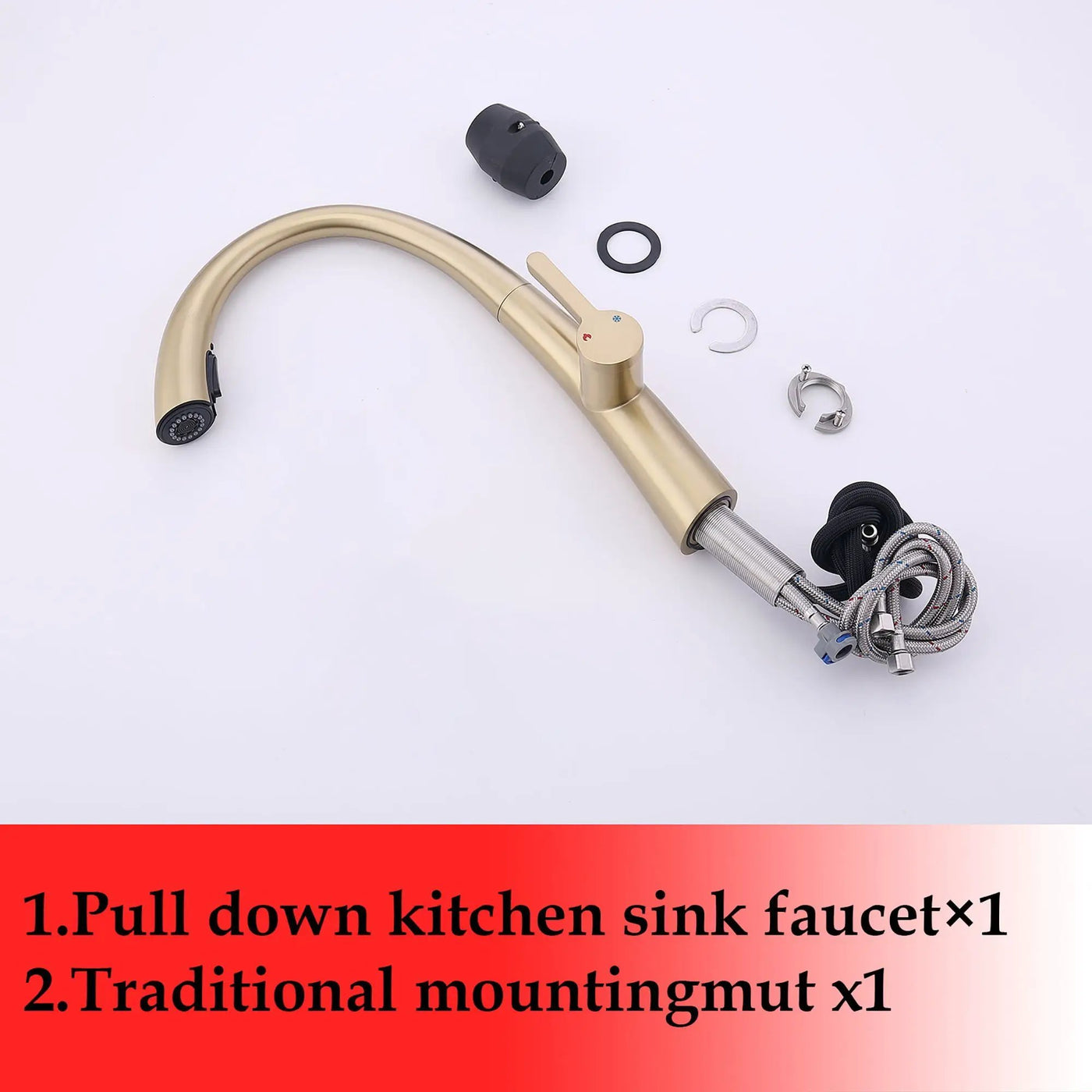 Elegant Single Handle Stainless Steel Pull Out Kitchen Faucet With High Arch Spout by HouseOfZazla