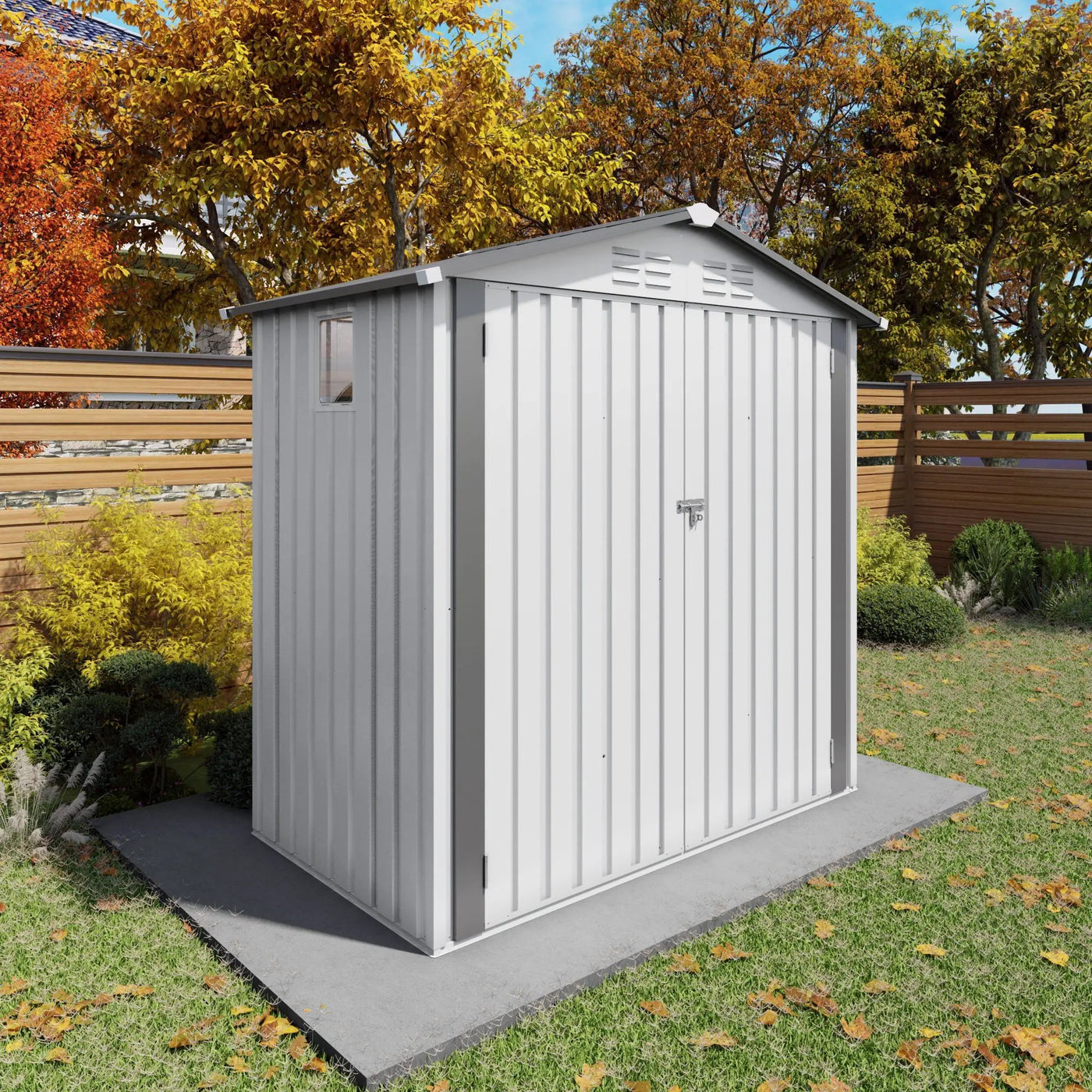 Garden Tool Shed Metal Storage Shed With Peaked Roof Waterproof Lockable Door by HouseOfZazla
