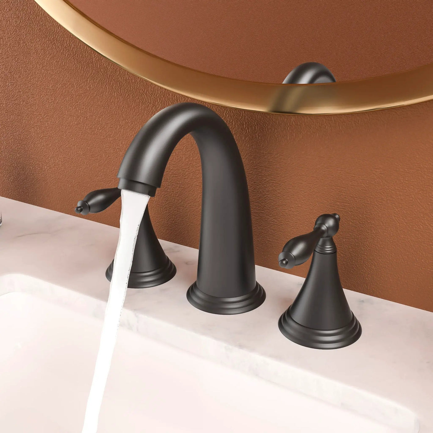 Elegant 2 Handle Widespread Bathroom Faucet With Pop Up Drain And Water Supply Lines by HouseOfZazla