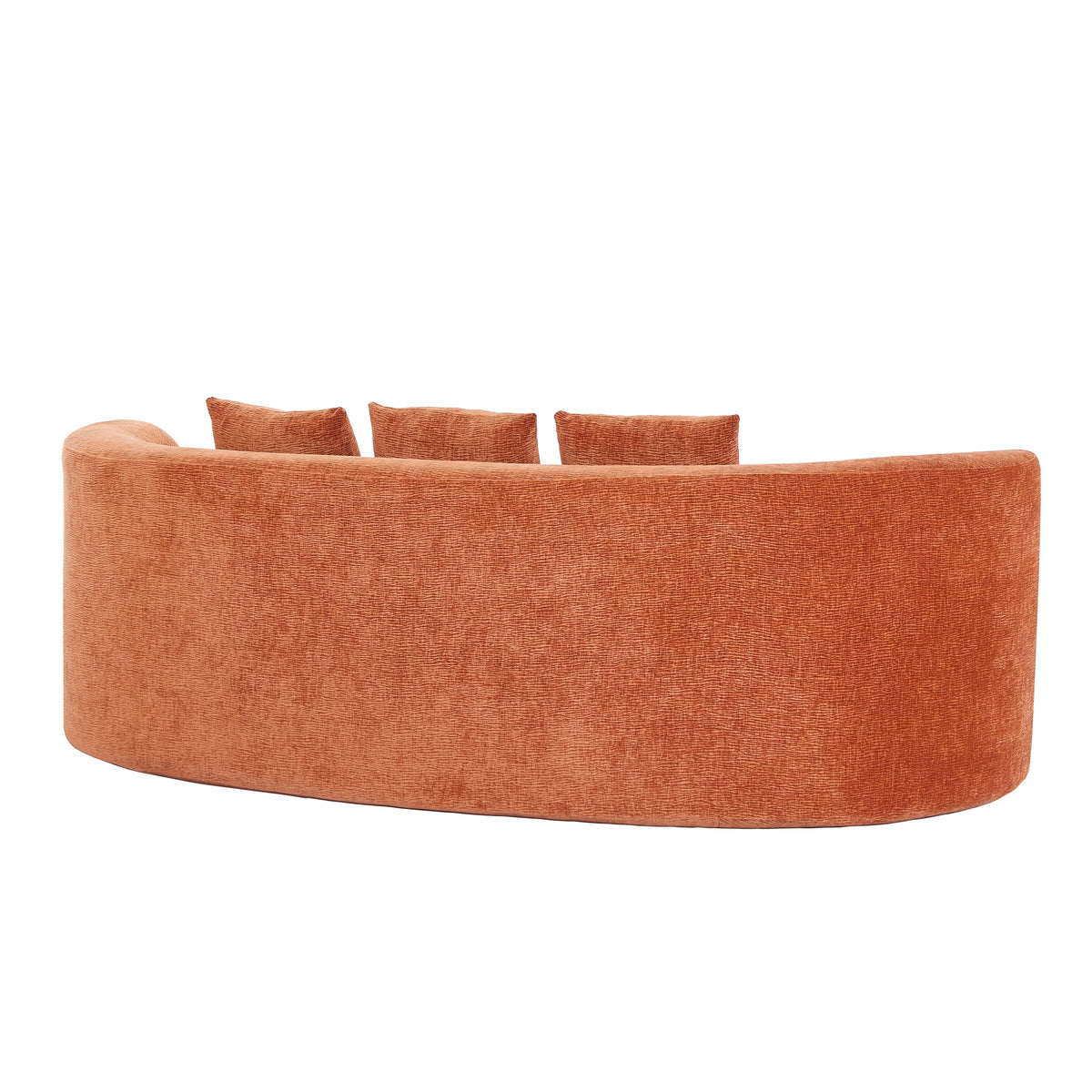 90-Inch Curved Modern Chenille Sofa with Artistic Curved Design - Orange or White, photo 7 of 10
