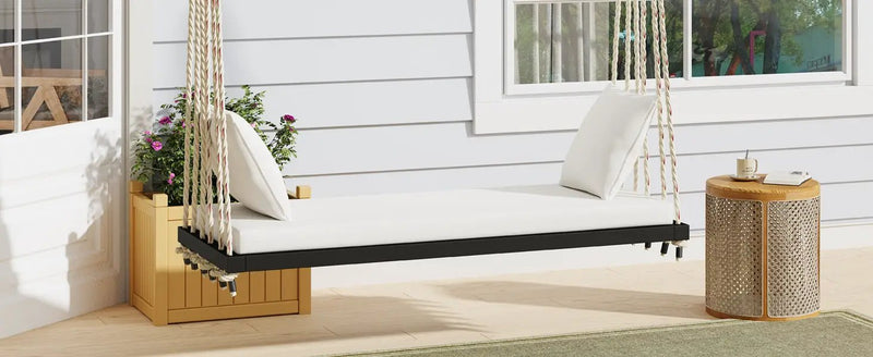 Patio Wooden Swing Chair Hanging Porch Swing Bench by HouseOfZazla
