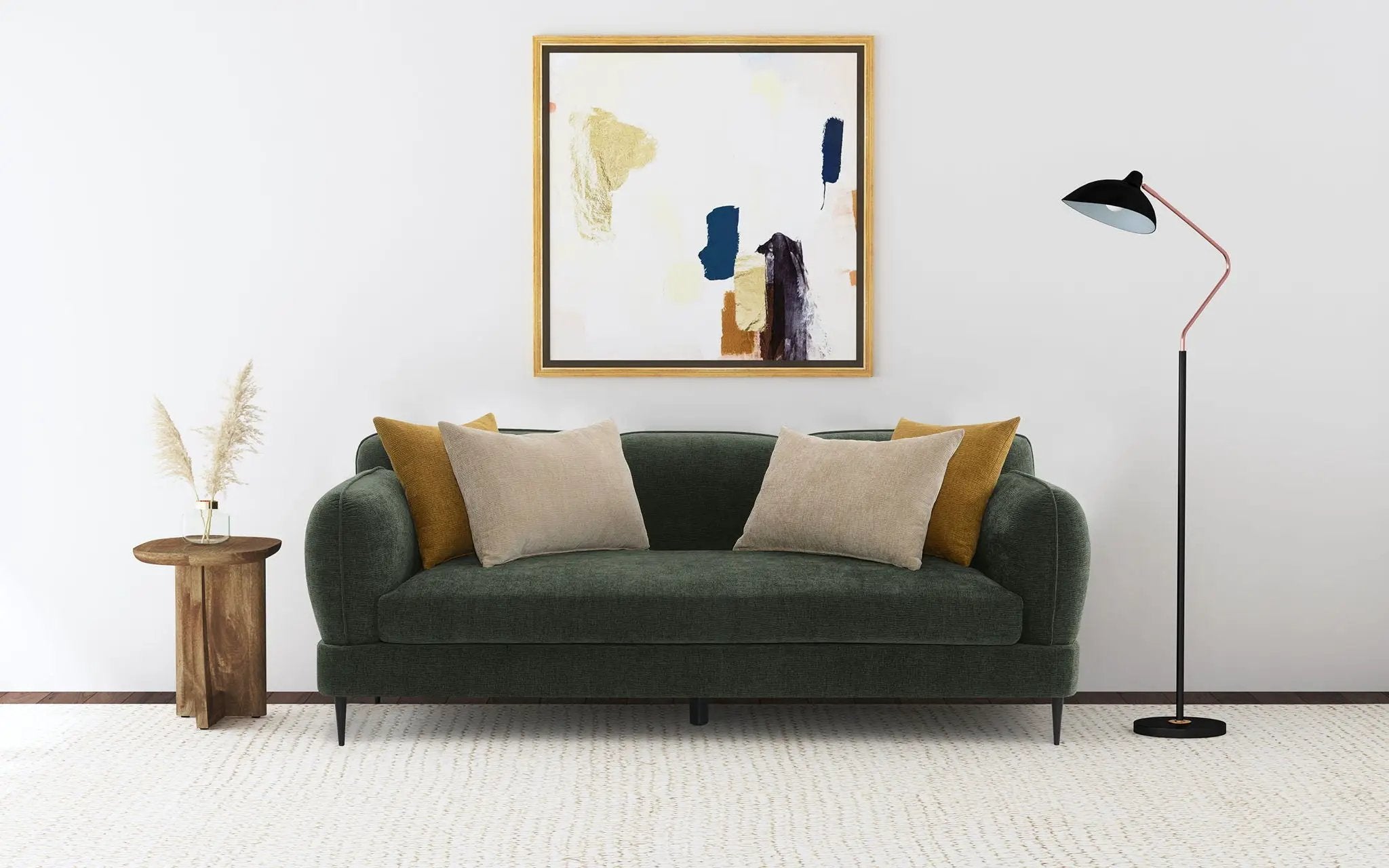Jade Chenille Upholstered Modern Track Arm Sofa Green by Unique Piece Furniture