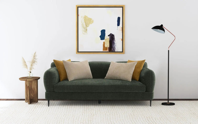 Jade Chenille Upholstered Modern Track Arm Sofa Green by Unique Piece Furniture
