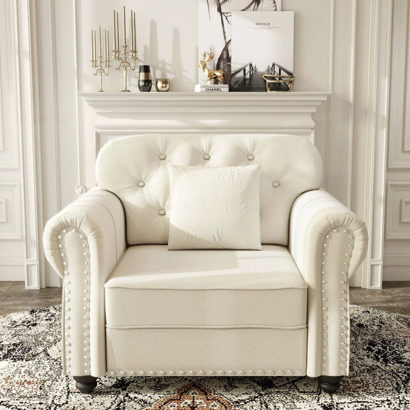 Upholstered Sofa With Nailhead Trim And Rolled Armrests by HouseOfZazla