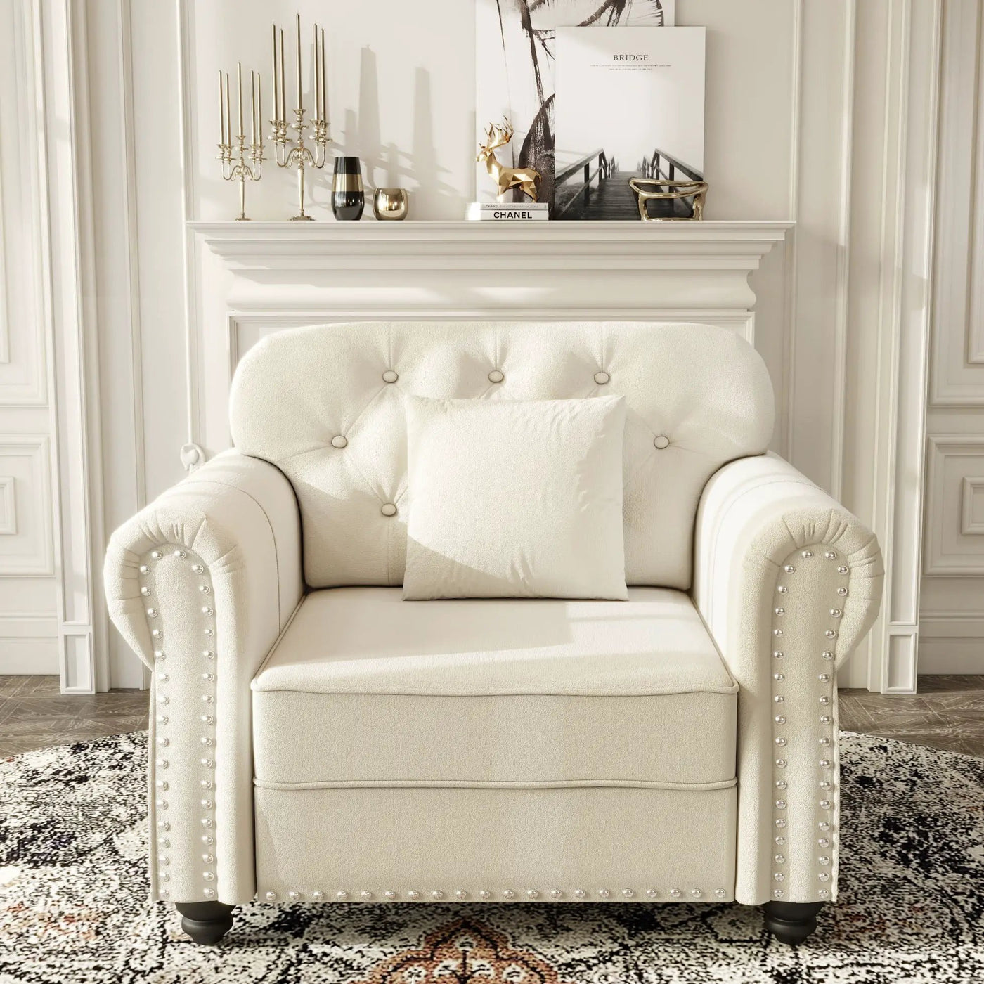 Sofa With Nailhead Trim And Rolled Armrests by HouseOfZazla