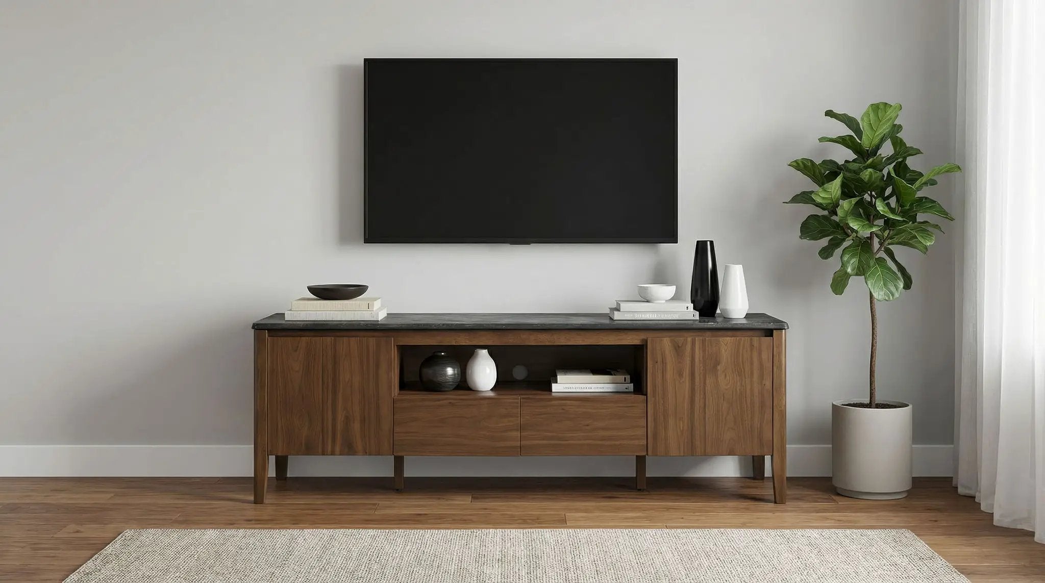 Bradley 63-inch 2-Door SmartTop TV Stand Smokey Grey and Brown by Unique Piece Furniture