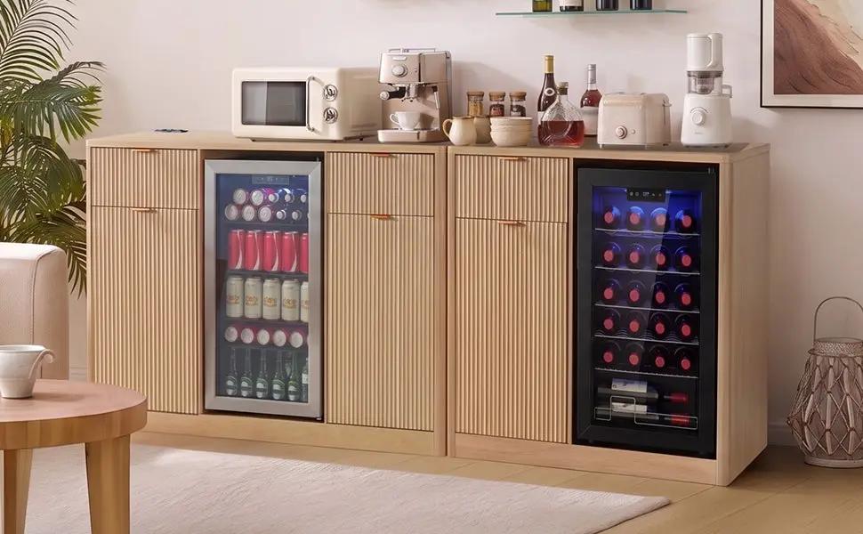 K&K 2-Piece Coffee Bar Cabinet with Fridge Space by HouseOfZazla