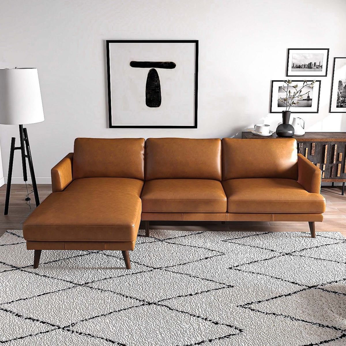 Light Brown L-Shaped Sectional Sofa with Solid Eucalyptus Wood Frame, photo 23 of 25