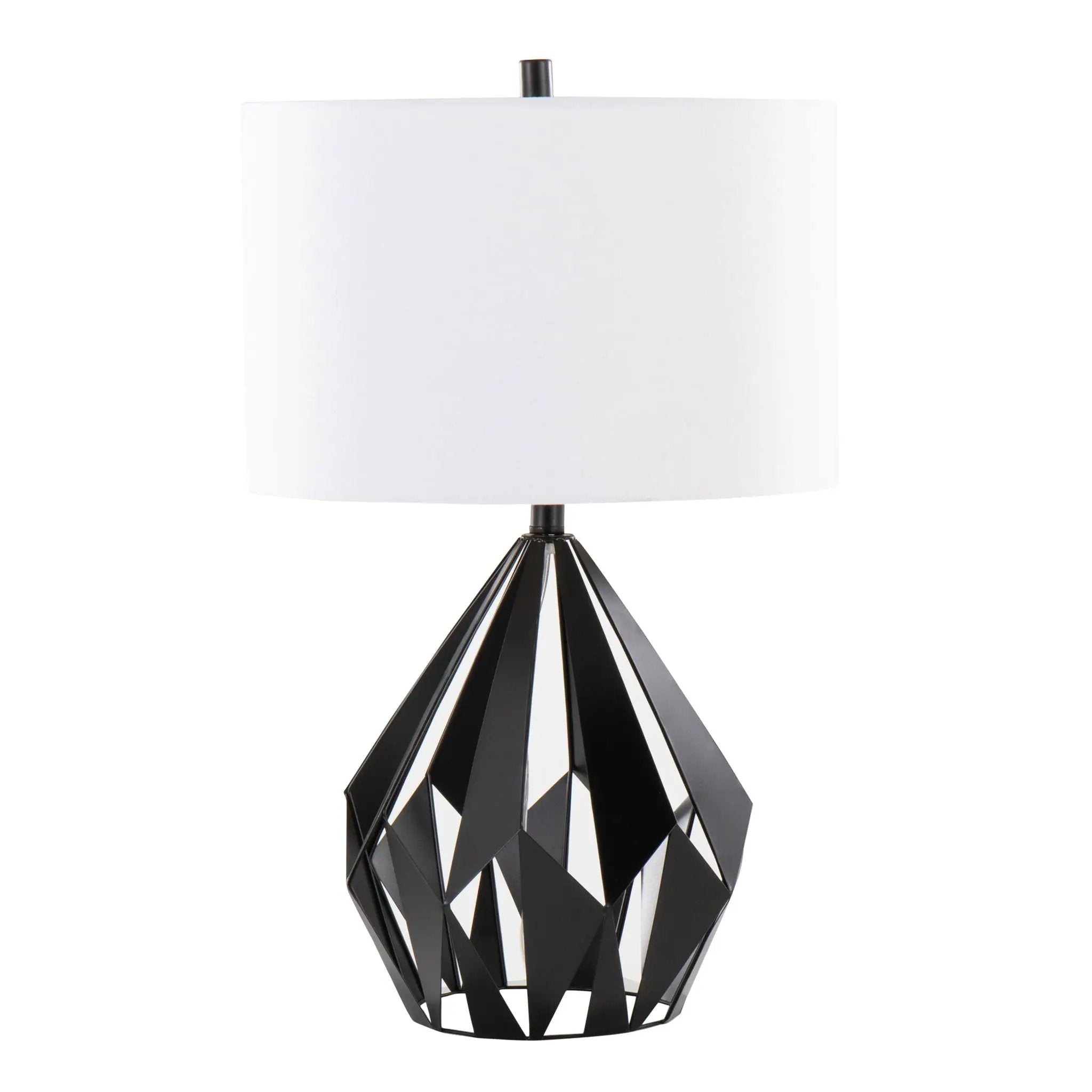 Geo - Me Tri Contemporary Table Lamp (Set of 2) - Matte Black / White by HouseOfZazla