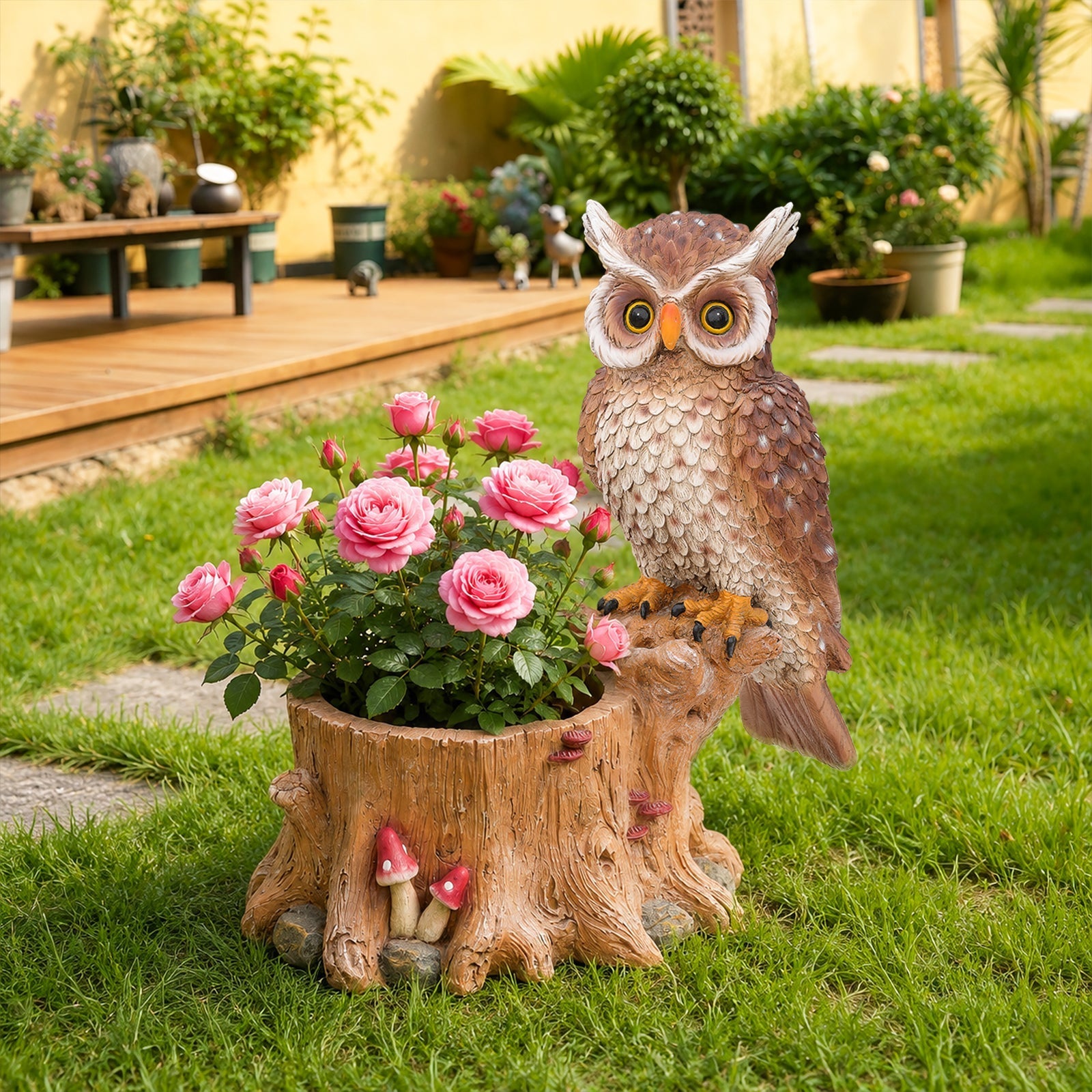 Decorative Owl Garden Planter Pot on Branch by HouseOfZazla