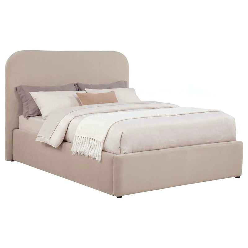 Anders Upholstered Full Storage Lift Platform Bed Beige by Unique Piece Furniture