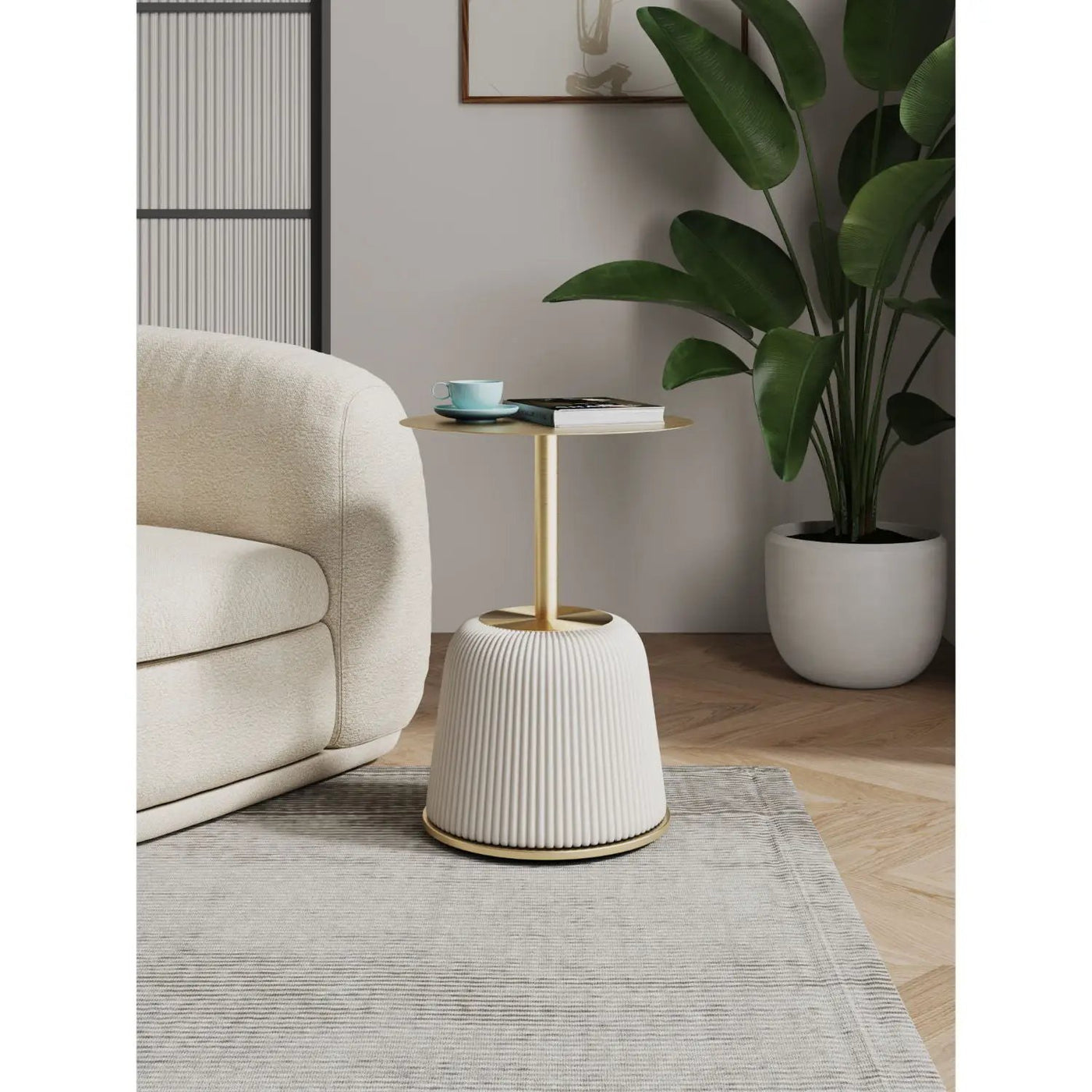 Anderson - Upholstered End Table With Round Top by HouseOfZazla