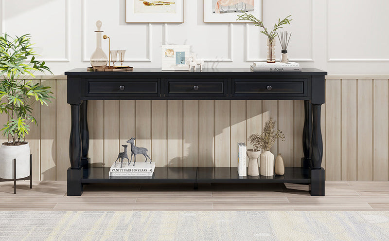 TREXM 63" Long Console Table with Drawers and Shelf by HouseOfZazla