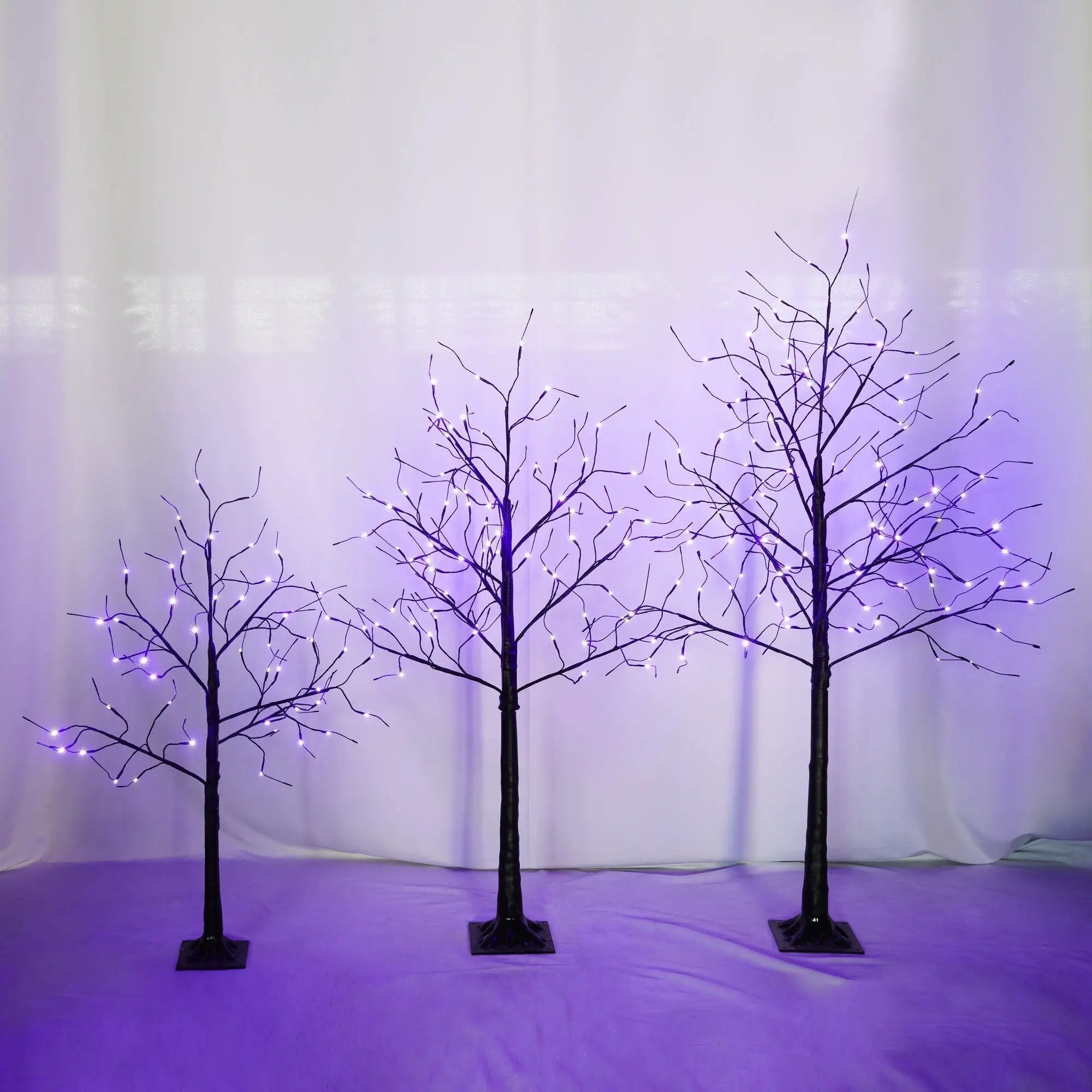 3 Pc Illuminated Halloween Tree with Purple LED Glow by HouseOfZazla