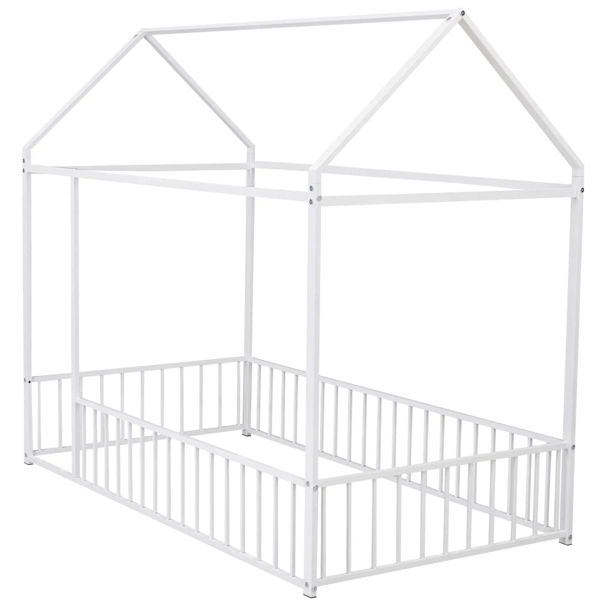 Metal Bed House Bed Frame With Fence by Unique Piece Furniture
