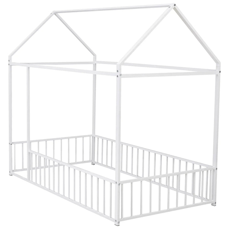 Metal Bed House Bed Frame With Fence by Unique Piece Furniture