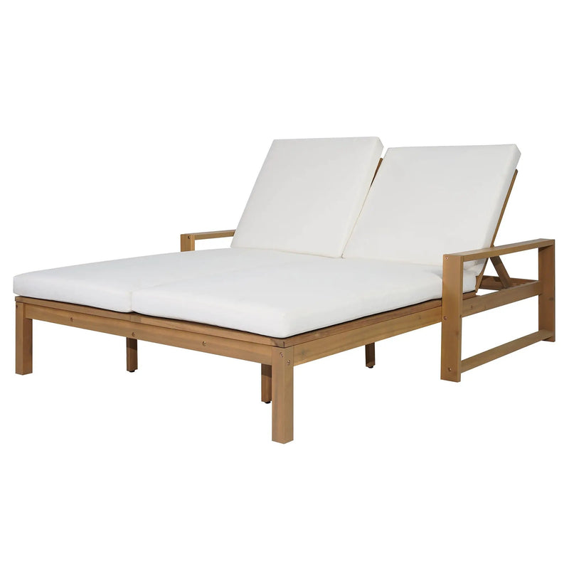 TREXM Outdoor Double Lounge Chair with 5-Position Adjustable Backrest by HouseOfZazla