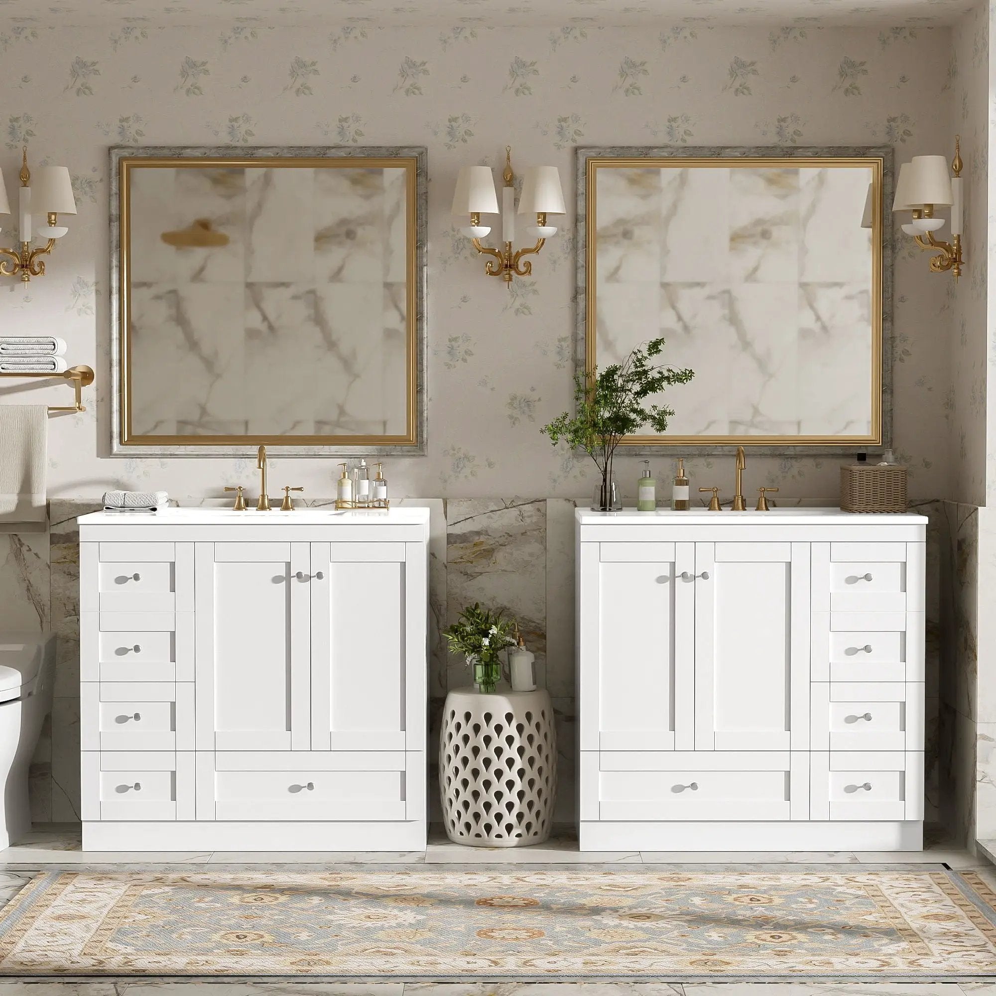 Shaker Free Standing Bathroom Vanity Cabinet & Sink, Soft Close Drawers, Soft Close Doors by Unique Piece Furniture