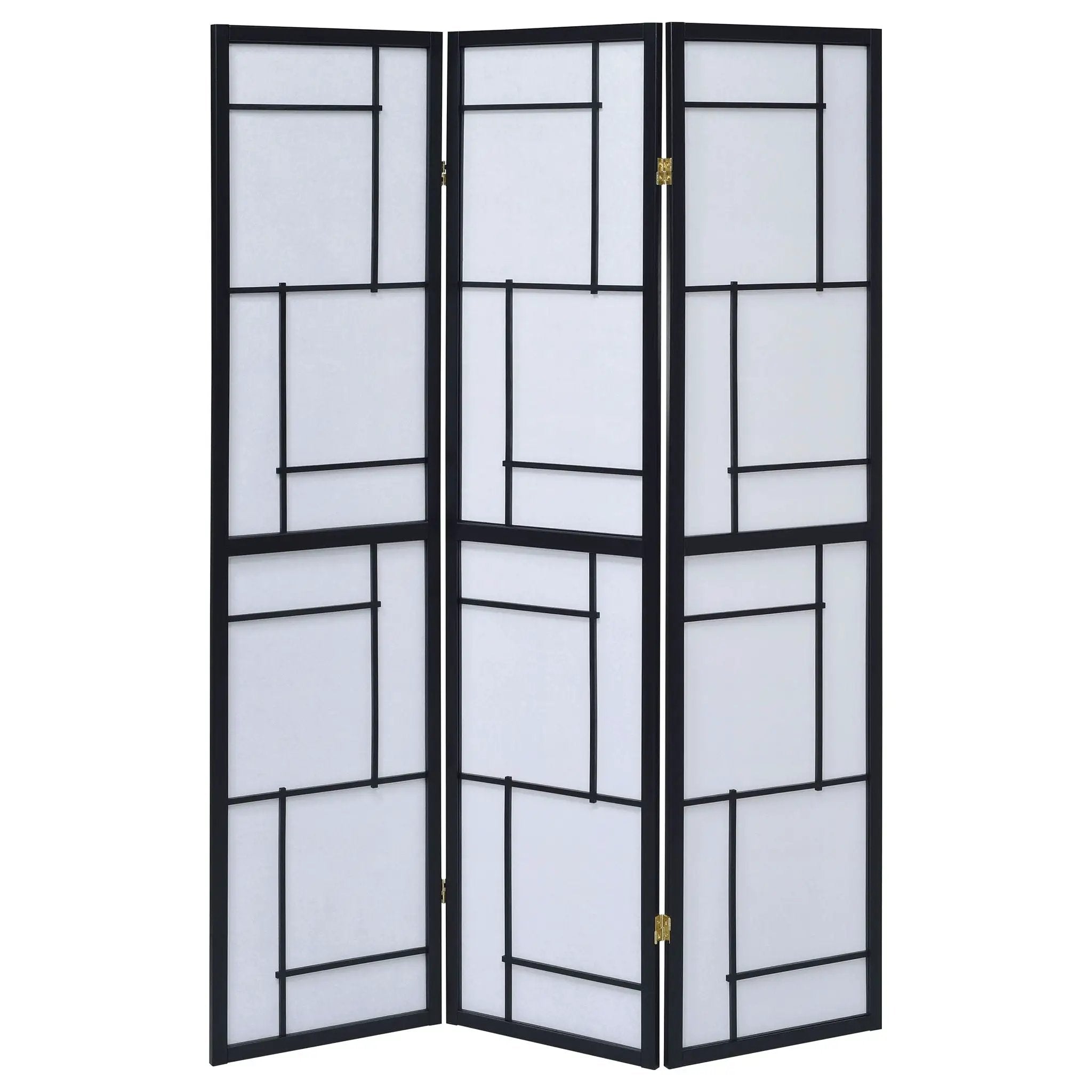 Reese - 3 Panel Room Divider Folding Shoji Screen With Accents - Beige / White by HouseOfZazla