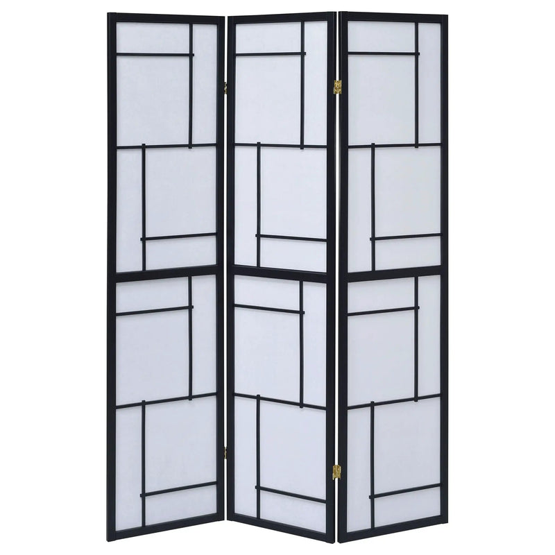 Reese - 3 Panel Room Divider Folding Shoji Screen With Accents - Beige / White by HouseOfZazla
