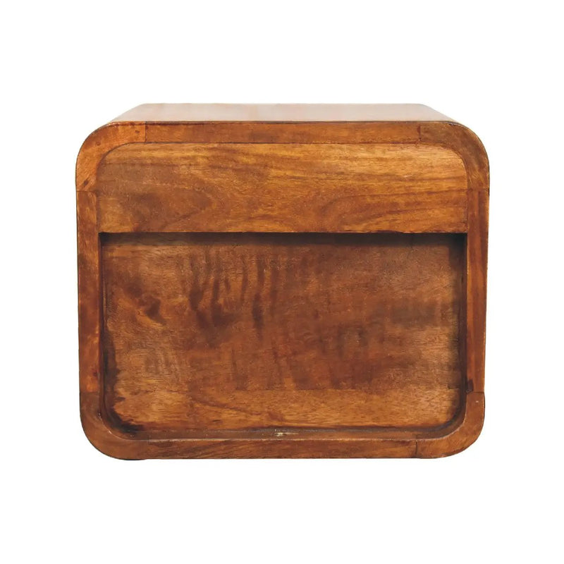 Solid Wood Floating Mini Nightstand, 2-Drawers, Chestnut by HouseOfZazla