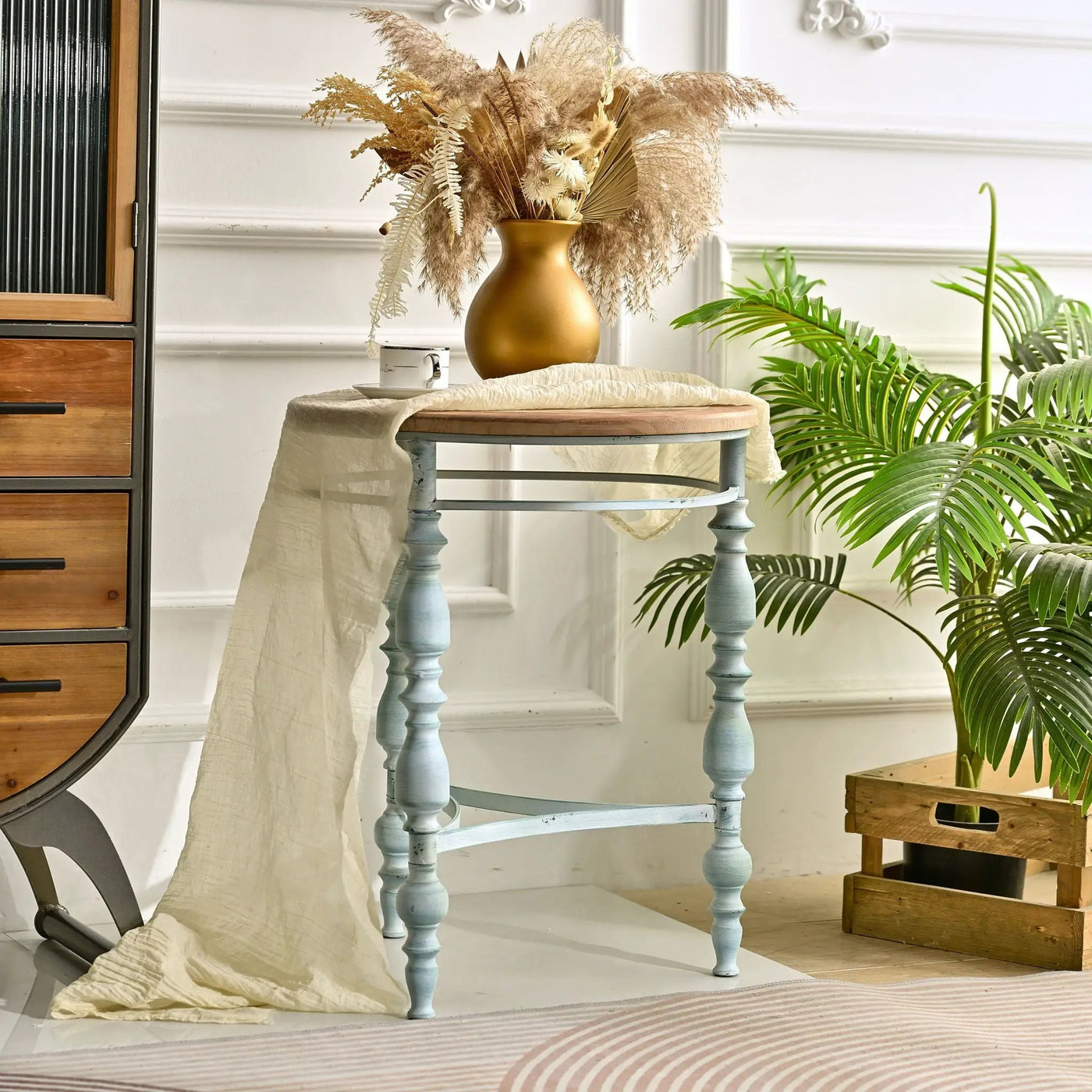 Round Top Carved Table For Living Room by HouseOfZazla