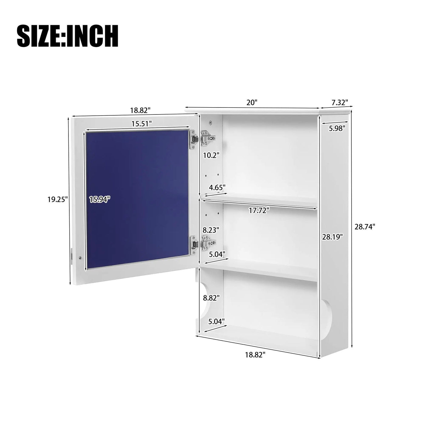 Wall Mounted Bathroom Storage Cabinet With Mirror, Soft Closing Hinges by HouseOfZazla